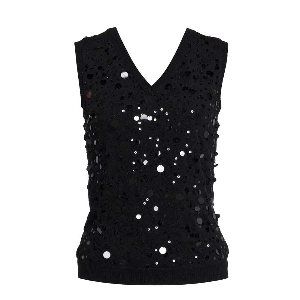 Bob Mackie Studio Vintage Paillette Embellished V-Neck Top